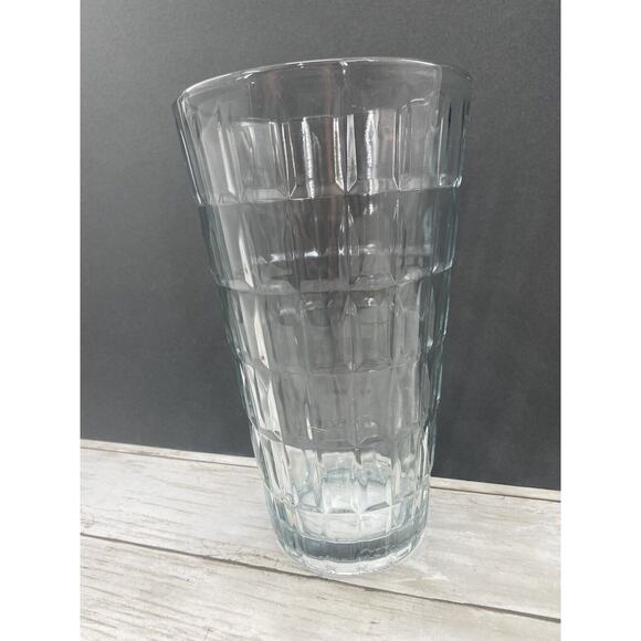 Vintage Syndicate MCM TARTAN Clear Heavy Pressed Glass 9" Cut Flower Vase USA - Picture 8 of 12